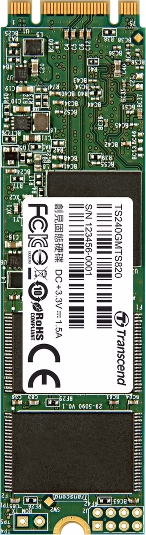 TRANSCEND MTS820S 240GB SSD disk M.2 2280, SATA III (TLC), 500MB/s R, 430MB/s W