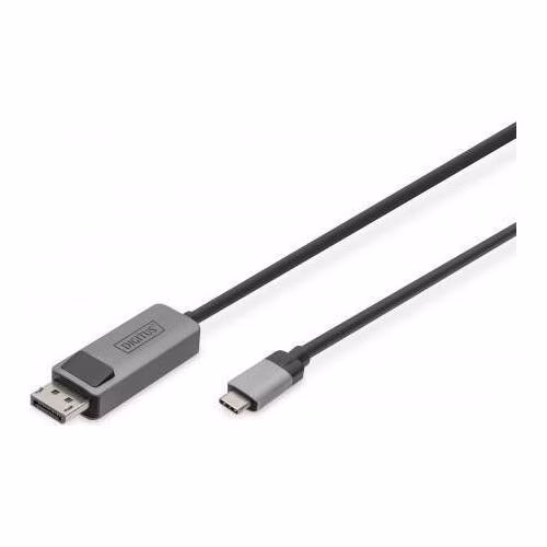 DIGITUS 8K@30Hz. USB typu C na DP; kabelový adaptér HBR3; hliníkový kryt; Černá 1m