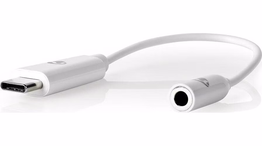 NEDIS USB-C adaptér/ USB-C Zástrčka – 3,5 mm jack zásuvka/ bílý/ box/ 15cm