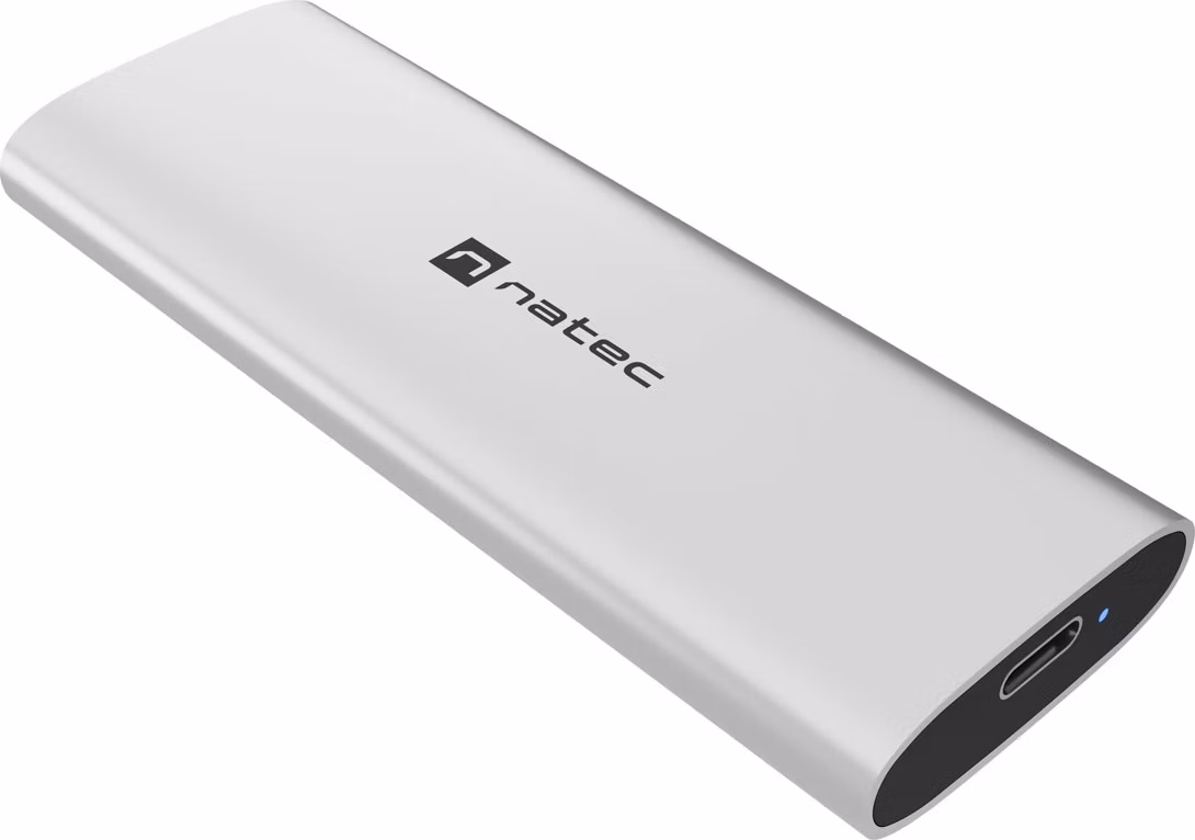 Externý box pre SSD Natec RHINO M.2 NVME LITE USB-C 3.2 GEN 2, hliníkové telo, ARCTIC SILVER