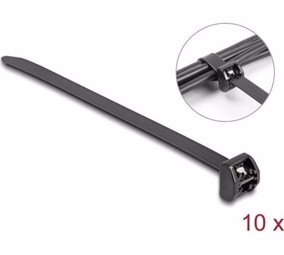 Delock Stahovací páska s kovovým poutkem, D 406 x Š 12,7 mm, 10 kusů, černý