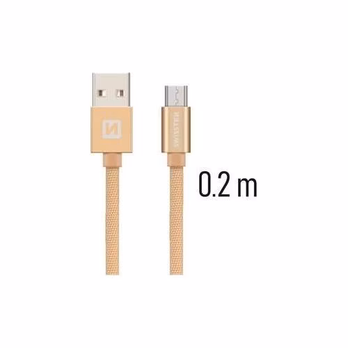 SWISSTEN DATA CABLE USB / MICRO USB TEXTILE 0,2M GOLD