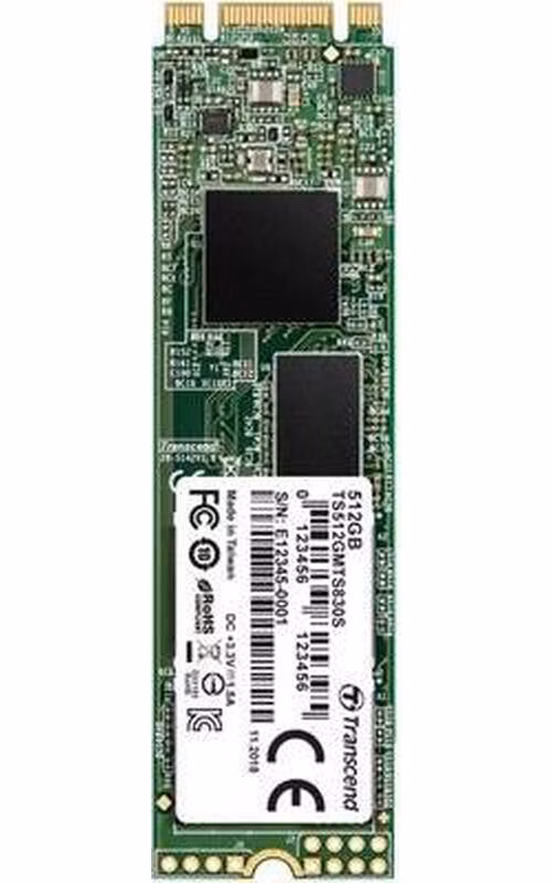 TRANSCEND MTS830S 512GB SSD disk M.2, 2280 SATA III 6Gb/s (3D TLC), 560MB/s R, 500MB/s W