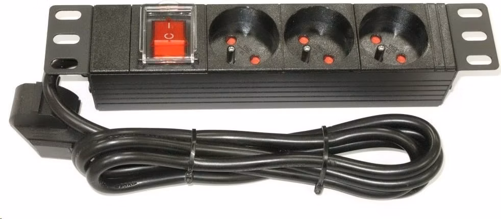 10" rozvodný panel XtendLan 3x230V, ČSN, vypínač, indikátor napětí, kabel 1,8m, 1U