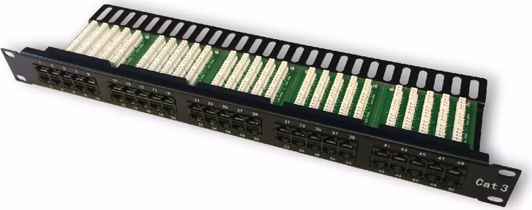 DATACOM Patch panel ISDN 50p.1U Integrovaný BLACK, 19"