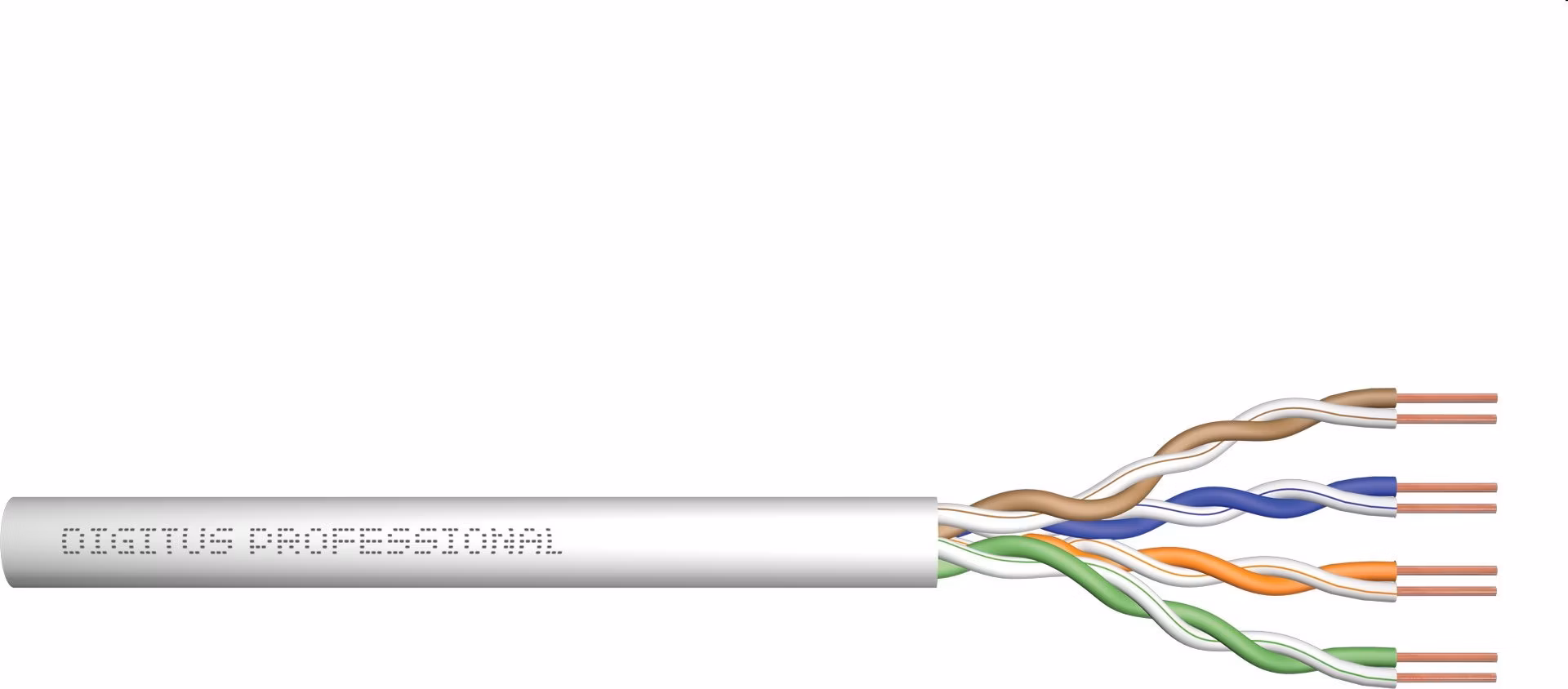 Digitus Instalační kabel CAT 5e U-UTP, 100 MHz Eca (PVC), AWG 24/1, papírová krabice 305 m, simplex, barva šedá