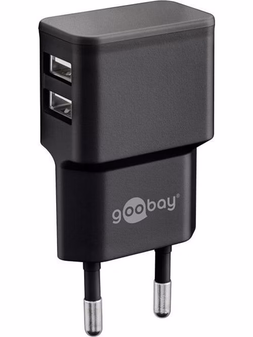 Goobay Napájecí a nabíjecí adaptér 230V na 2x USB, max.2,4A, černý