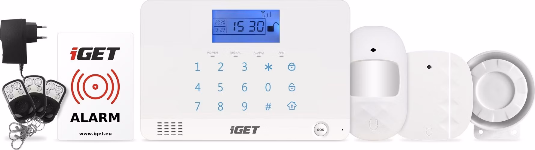 iGET SECURITY M3B - Víceúčelový bezdrátový GSM alarm, detektor na dveře a okna, detektor pohybu, siréna 110 dB