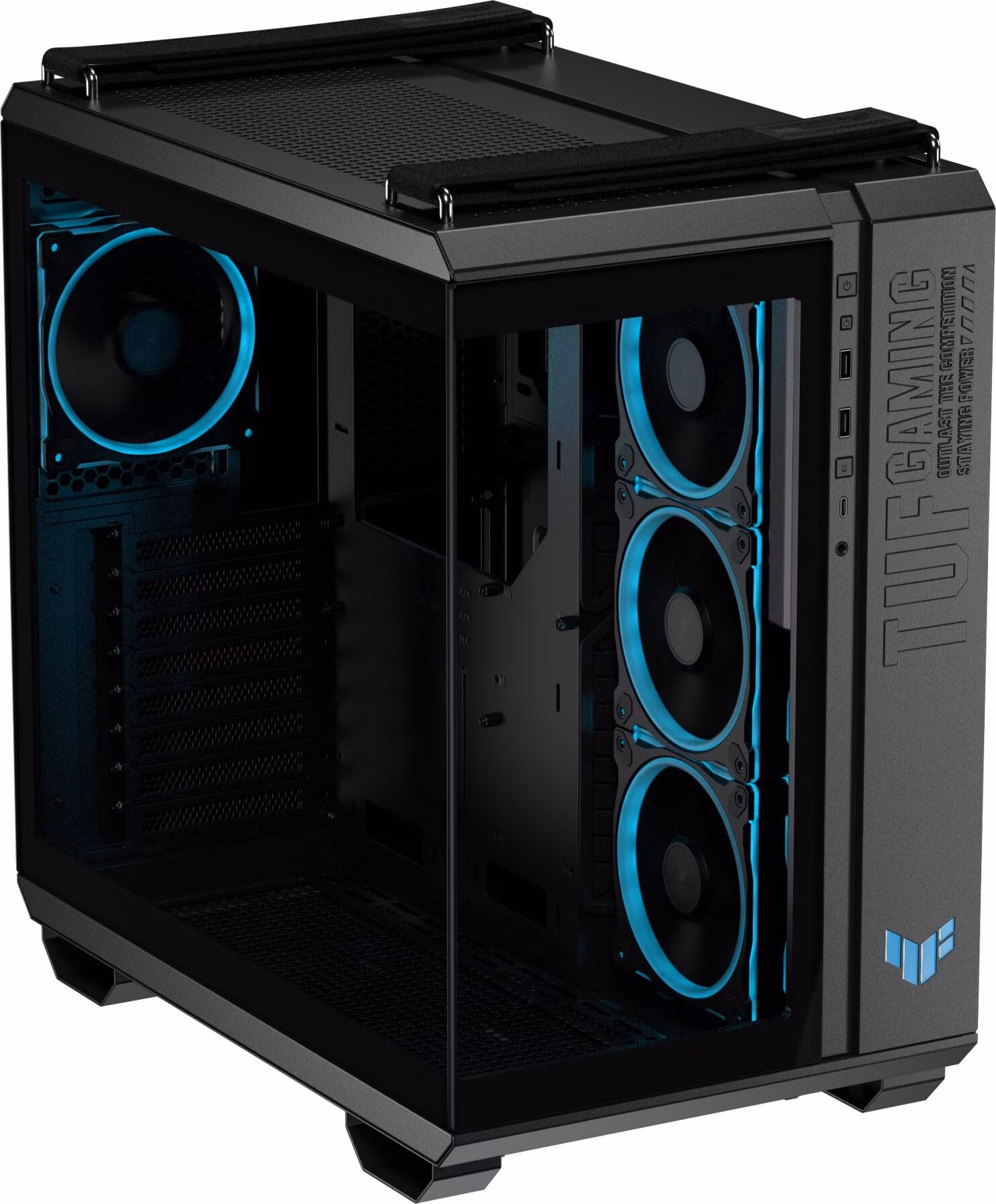 ASUS case TUF GAMING GT502 HORIZON, Mid Tower, průhledná bočnice, 4x 120mm ARGB Fan, černá