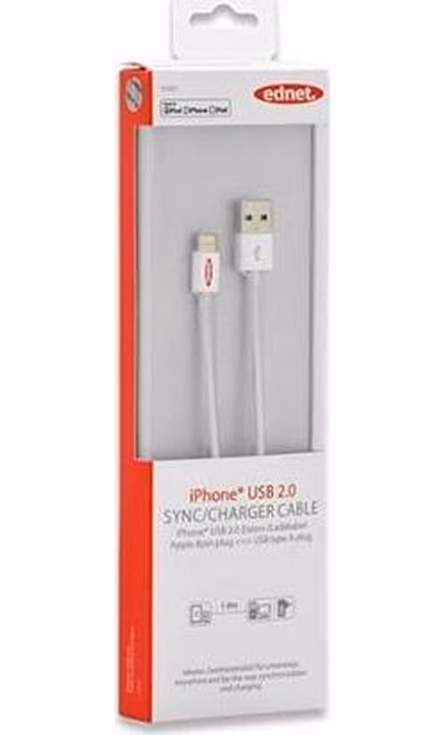 Ednet - Apple IP5 nabíjecí a datový kabel, Lightning, Apple 8pin - USB A, 1,0 m, USB 2.0, MFI, zlacené konektory
