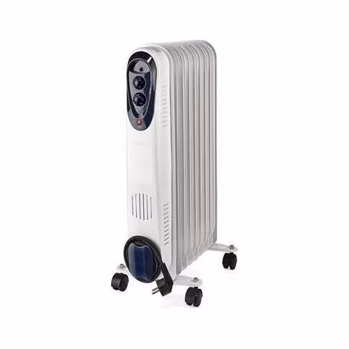Nedis HTOI30WT9 - Přenosný Olejový Radiátor | 800 / 1200 / 2000 W | 9 žeber | 3 Nastavení Teploty | Bílá