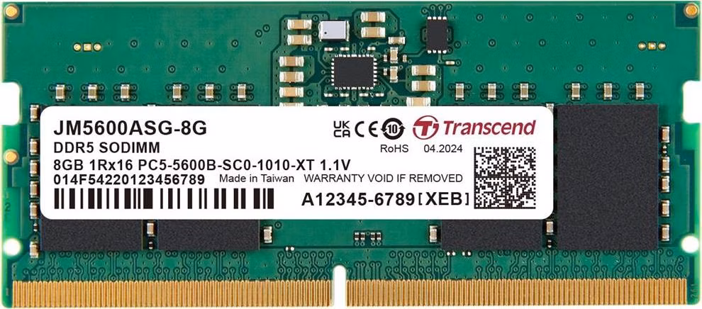 Transcend paměť 8GB JMDDR5 5600 SO-DIMM 1Rx16 1Gx16 CL46 1.1V
