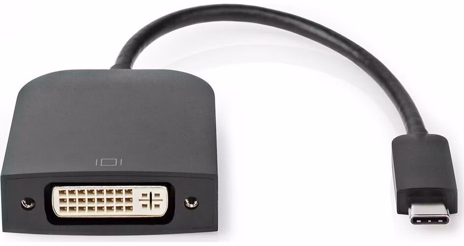 NEDIS kabelový adaptér USB 3.2 Gen 1/ USB-C zástrčka - DVI-D 24+1 zásuvka/ kulatý/ černý/ 20cm