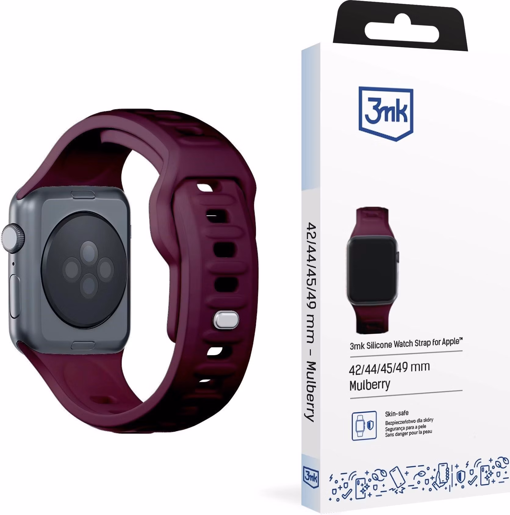 3mk řemínek Watch Strap pro Apple 42/44/45/49 mm Mulberry