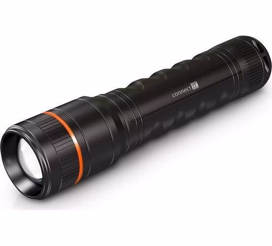 CONNECT IT GLEAM 1000 LED ruční svítilna 4x AA, 1000 lm, hliníková, voděodolná, černá