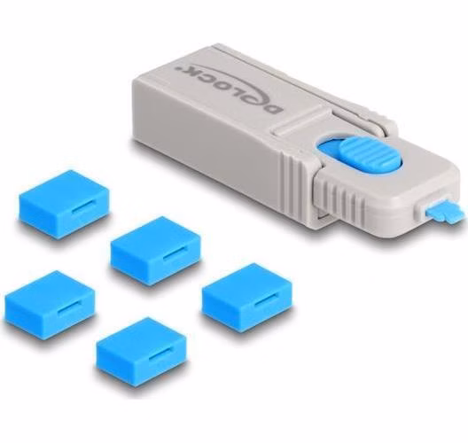 Delock Sada blokovacích portů USB na zásuvkové porty USB Typu-A; 5 ks + nástroj na zamykání