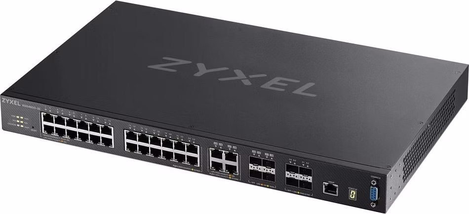 ZyXEL XGS4600-32 L3 Managed Switch, 28 port Gig, 4 dual pers. and 4x 10G SFP+, stackable, dual PSU