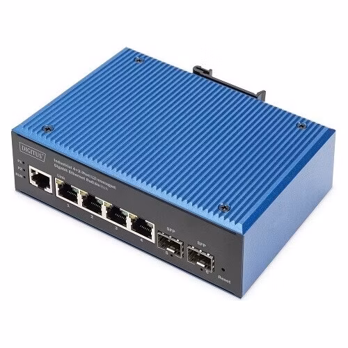 Digitus Průmyslový 4+2portový spravovaný gigabitový ethernetový přepínač L2 PoE