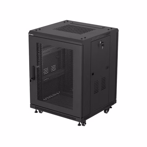 INŠTALAČNÝ ROZVADEČ 19" 15U 600X600 ČIERNE PERFOROVANÉ DVERE LANBERG (PLOCHÉ BALENIE)