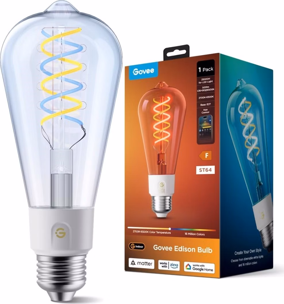 Govee Smart žárovka ST64 RGBWW 5W-40W 500lm E27 Long Life, Matter