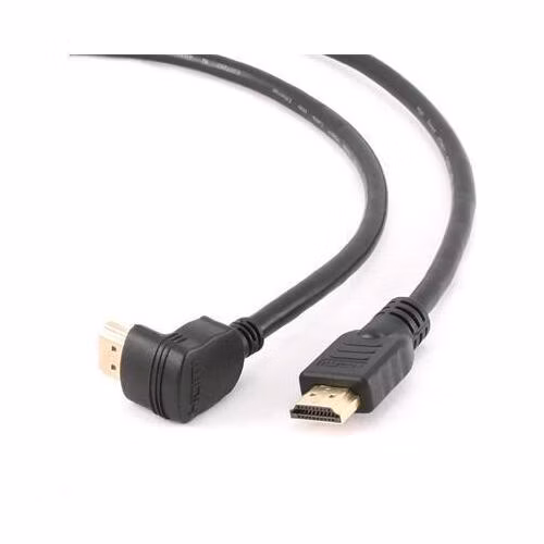 Gembird kábel HDMI High speed, 90° (M) na vodorovný (M), 19 pinové pozlátené konektory, 3 m, čierny, bulk balenie