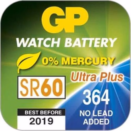 GP 364F (SR60, SR621, V364) (SR60, 6.8 x 2.15 mm)