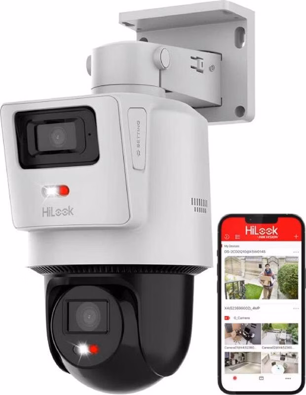 HiLook powered by Hikvision TandemVu kamera PTZ-N2D400M-DE/14, 2x 4MPx, 2.8mm (panoráma) + 8mm (PTZ), IP66