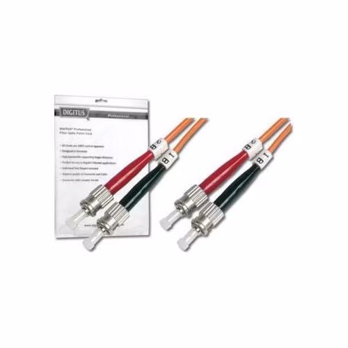 DIGITUS Fiber Optic Patch Cord, ST to ST, Multimode OM2, 50/125 µ, Duplex Length 3m