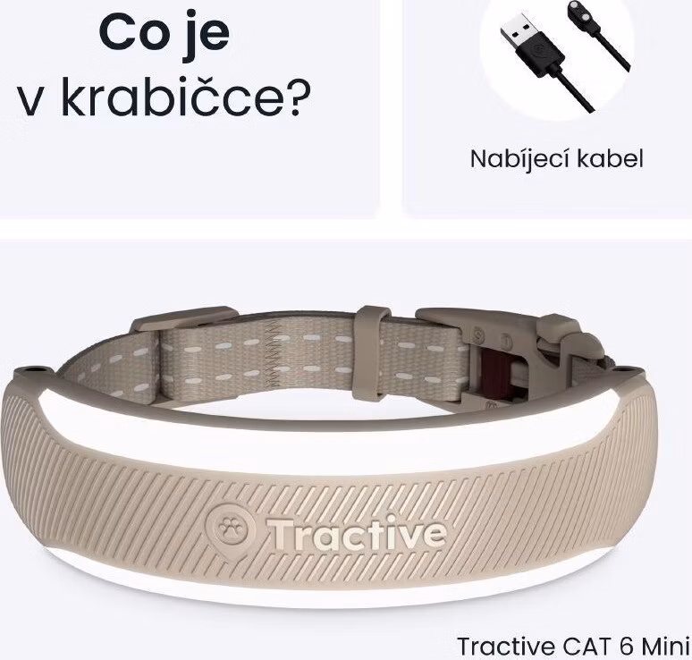 Tractive CAT 6 Mini – chytrý GPS lokátor pro kočky a monitor zdraví s integrovaným obojkem - hnědý