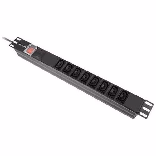 LANBERG 19" 1U 16A 2M 8X ZÁSUVKY IEC C13 ČERNÁ C20