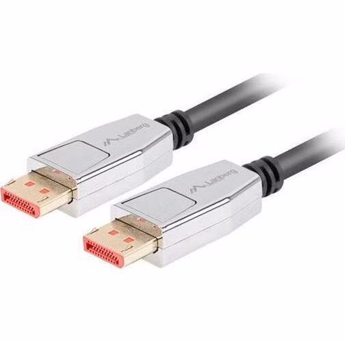 LANBERG připojovací kabel DisplayPort 1.4 M/M, 8K@60Hz, 5K@120Hz, délka 1,8m, černý, se západkou, zlacené konektory