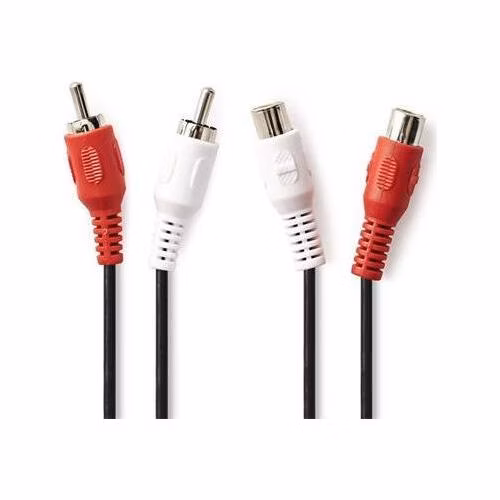 Nedis CAGB24205BK50 - Stereofonní Audio Kabel | 2x RCA Zástrčka - 2x RCA Zásuvka | 5 m | Černá barva