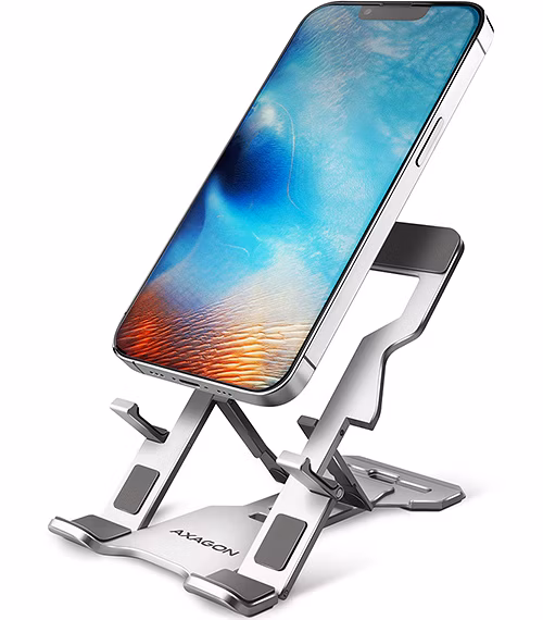 AXAGON STND-M, hliníkový stojan pro telefony a tablety velikosti 4" - 10,5", pět nastavitelných úhlů