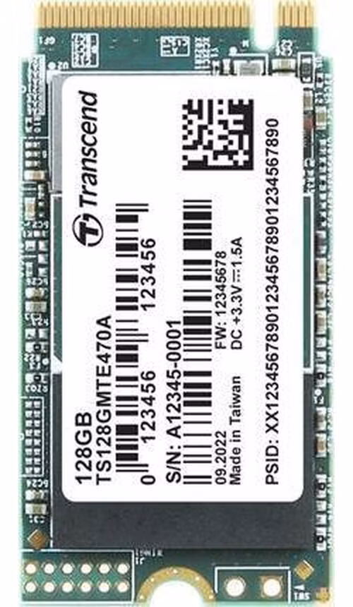 TRANSCEND MTE470A 128GB Industrial SSD disk M.2, 2242 NVMe PCIe Gen3 x4, R:2000MB/s,W:1700MB/S