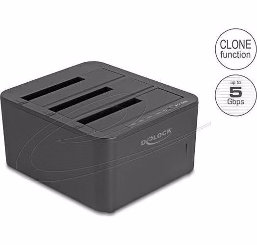Delock USB dokovací stanice pro 3 x SATA HDD / SSD s funkcí klonování 1:2