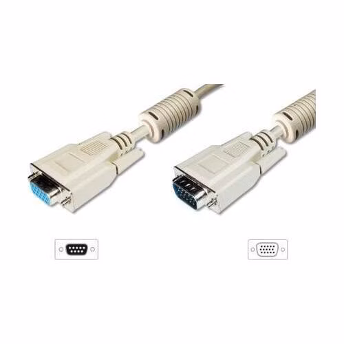 Digitus Prodlužovací kabel monitoru VGA, HD15 M / F, 15 m, 3Coax / 7C, 2xferit, be