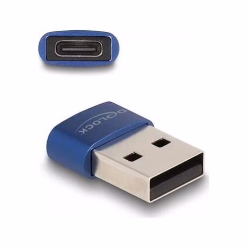 Delock Adaptér USB 2.0, ze zástrčkového konektoru USB Typu-A na zásuvkový konektor USB Type-C™, modrá