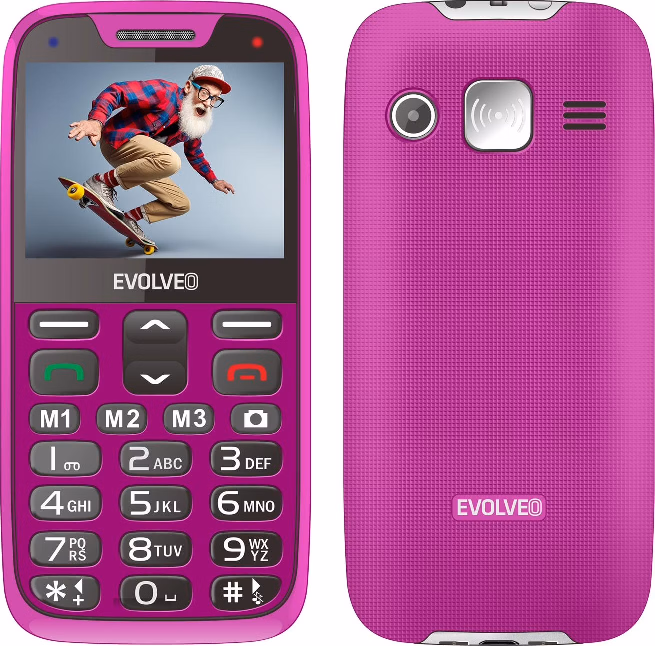 EVOLVEO EasyPhone XR, mobilní telefon pro seniory s nabíjecím stojánkem, růžová