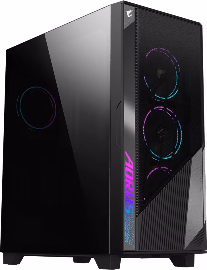 GIGABYTE case AORUS C500 GLASS, bez zdroje, průhledná bočnice, Mid Tower, černá