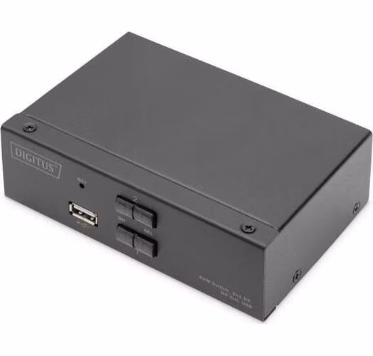 DIGITUS DS-12851 KVM Switch, 2x DP in, DP Out, 2x USB B, 4K @ 60 Hz, černá