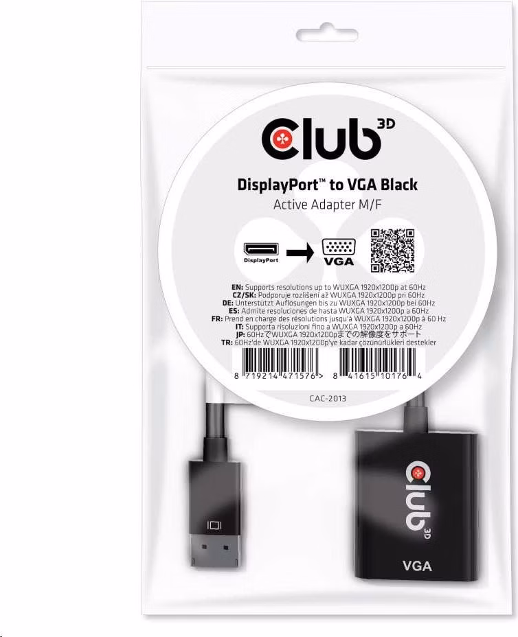 Aktívny adaptér Club3D DisplayPort na VGA