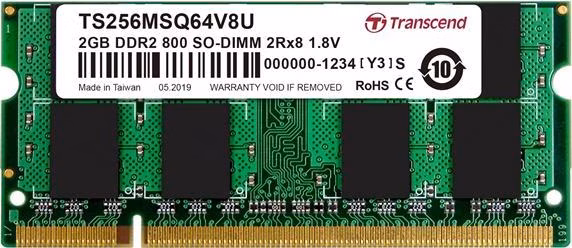 TRANSCEND - TS256MSQ64V8U - MEMORY, 2GB, SODIMM, DDR2, 800MHZ