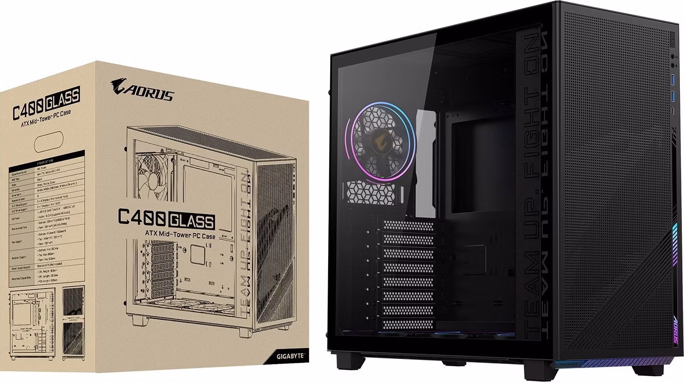 GIGABYTE AORUS C400 GLASS/Midi Tower/Transpar./Čierna