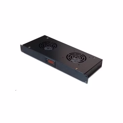 BAZAR - 19" ventilační jednotka XtendLan, 2 ventilátory, LCD display, termostat, hloubka 200mm, černá - Po opravě