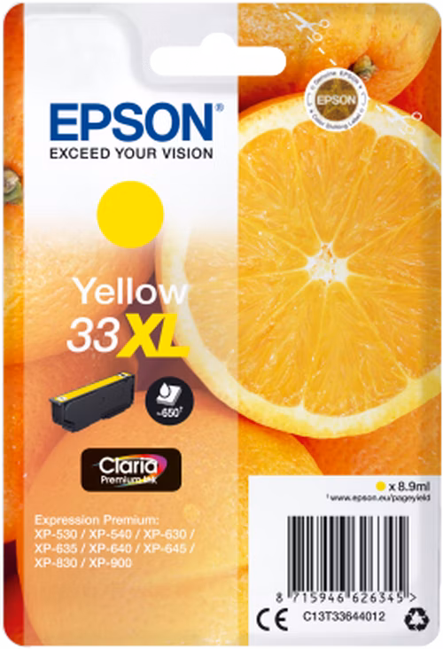 Epson Singlepack Yellow 33XL Claria Premium Ink