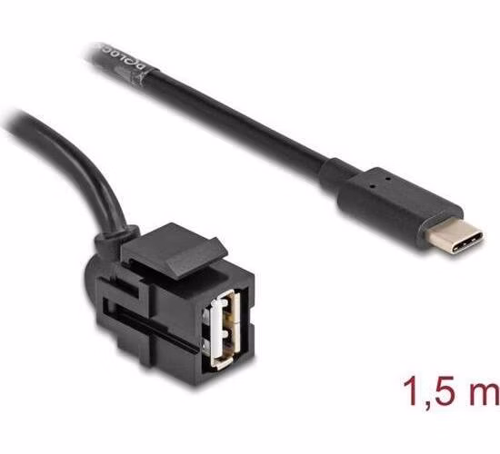 Delock Keystone modul USB 2.0 A samice > USB Type-C™ samec 250° s kabelem 1,5 m