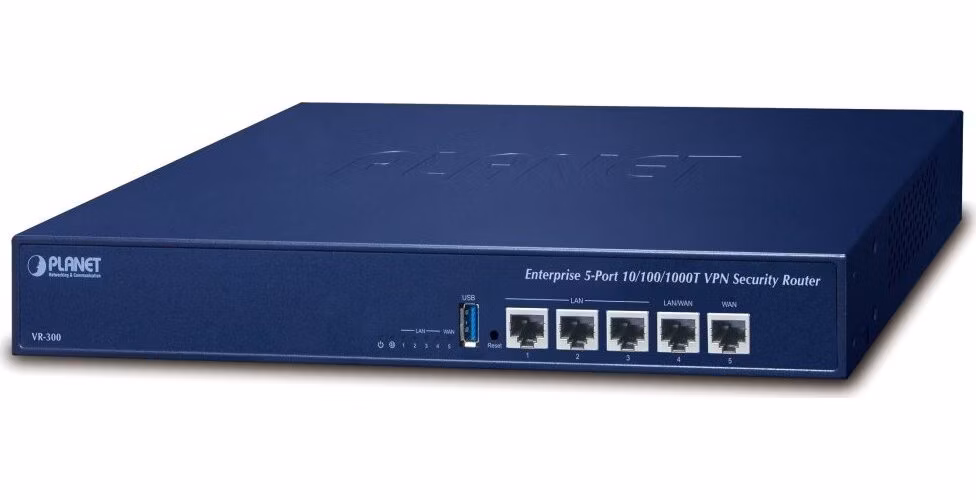 Planet VR-300 Enterprise router/firewall VPN/VLAN/QoS/HA/AP kontroler, 2x WAN(SD-WAN), 3x LAN