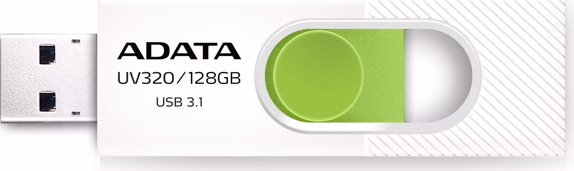 ADATA Flash Disk 64GB UV320, USB 3.1 Dash Drive, biela/zelená
