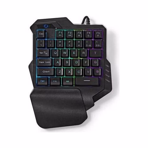 Nedis GKBDS110BK - Kabelová Herní Klávesnice | USB-A | Membránové Keys | RGB | Jednoruční| Délka kabelu: 1.6 m