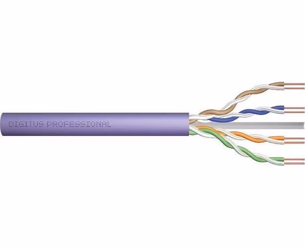 DIGITUS CAT 6 U-UTP instalační kabel, drát, měď, délka 305 m, Papírový box, LSOH, AWG23, barva fialová